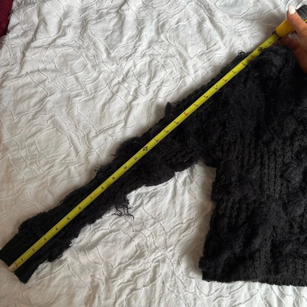 Romeo and Juliet Couture Women's Black Fuzzy Sweater - Picture 7 of 11